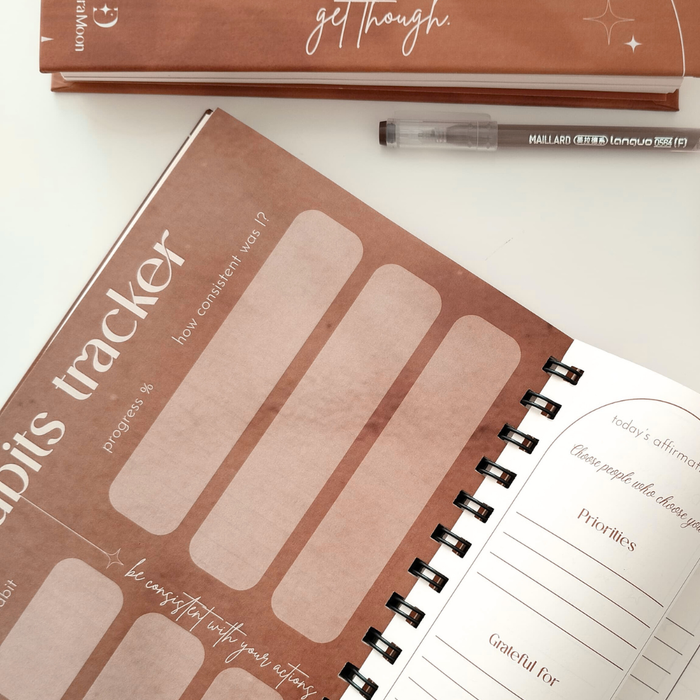 opening journal and showing sections of the pages