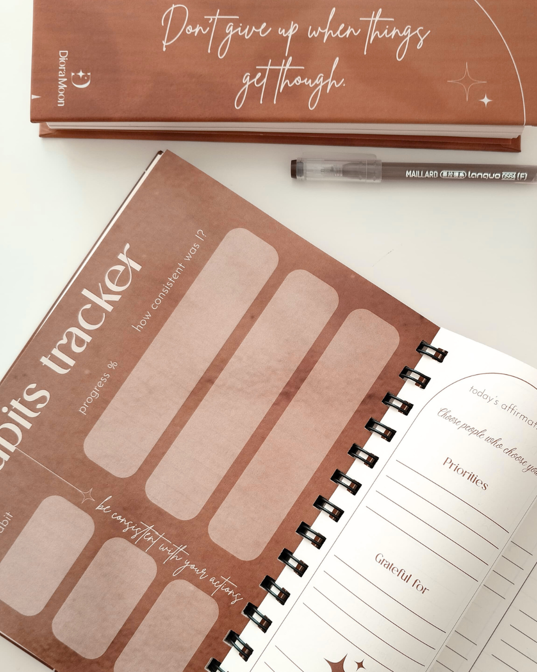 opening journal and showing sections of the pages